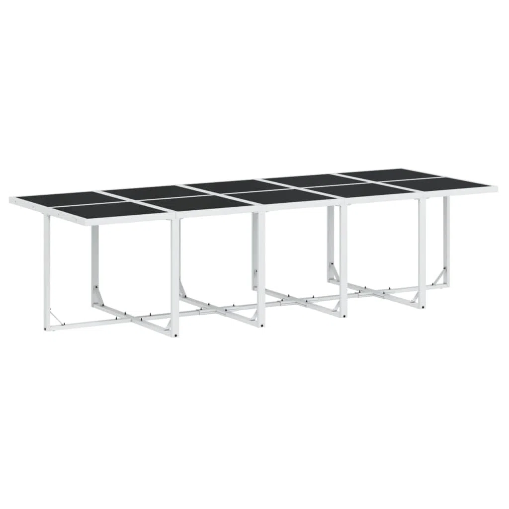 15-częściowy zestaw mebli ogrodowych z poduszkami, kolor biały, tekstylen, stal malowana proszkowo, 275 x 107 x 72 cm, zestaw mebli ogrodowych, na balkon, ze zdejmowanymi pokrowcami i