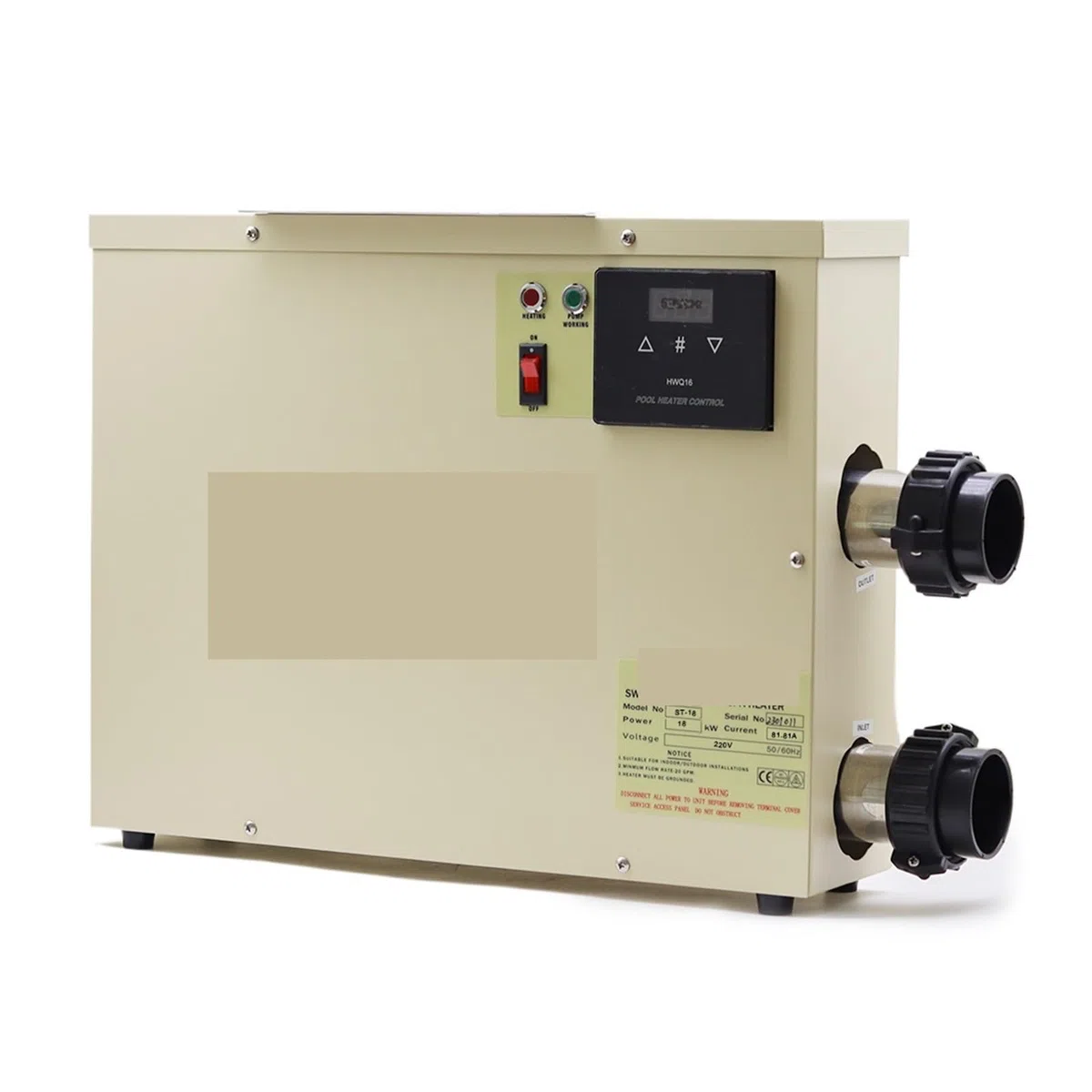 Podgrzewacz basenowy, Podgrzewacz wody o mocy 18 kW do termostatu do basenu i wanny Wodoodporny ekran dotykowy(380V)