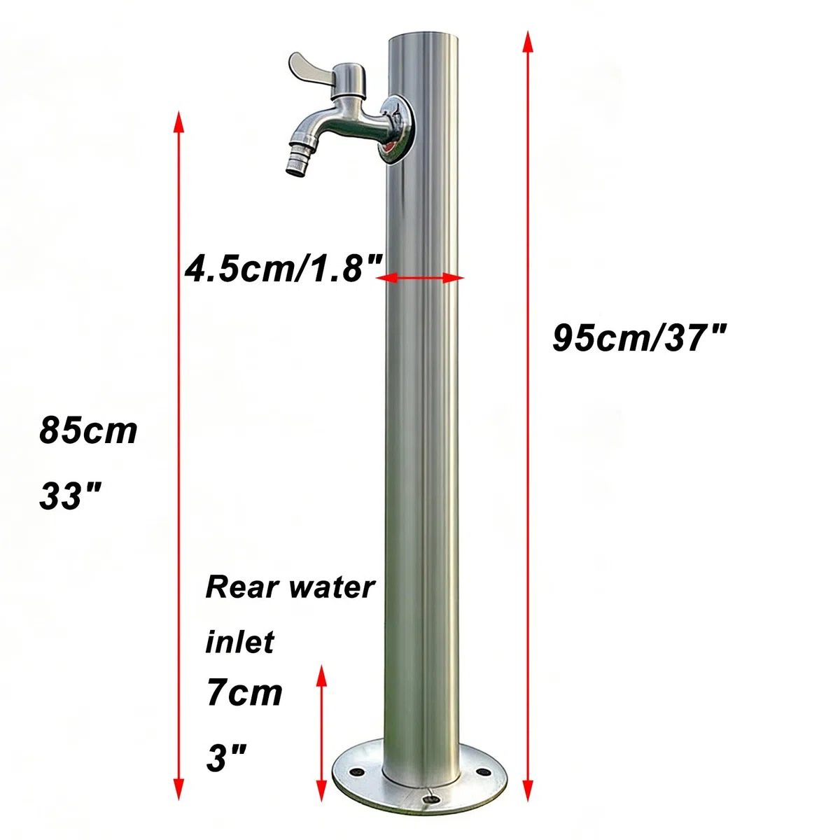 Pionowa kolumna wody ogrodowej, słup wody ogrodowej ze stali nierdzewnej 304 z izolacją wewnętrzną, na podwórko, park, do ogrodu (95 x 4,5 cm / 37 x 1.8 in / 37 x 1,8 cala)