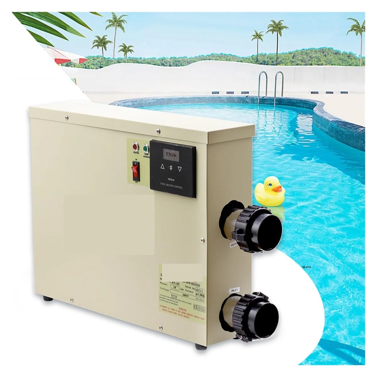 Podgrzewacz basenowy, Podgrzewacz wody o mocy 18 kW do termostatu do basenu i wanny Wodoodporny ekran dotykowy(380V)