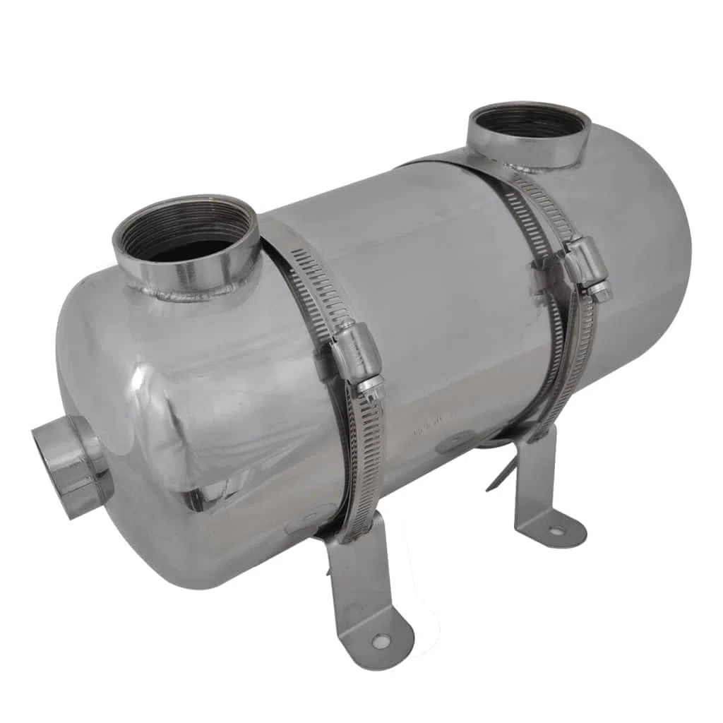 Wymiennik ciepła basenowy 40 kW ze stali nierdzewnej SS304 – wydajny wymiennik ciepła do ogrzewania basenu z rurą falistą 355 x 134 mm
